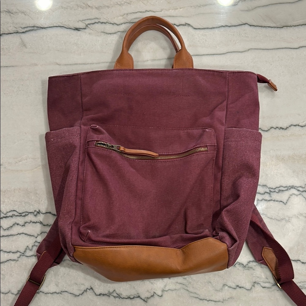 Canvas Backpack with Leather Accents
